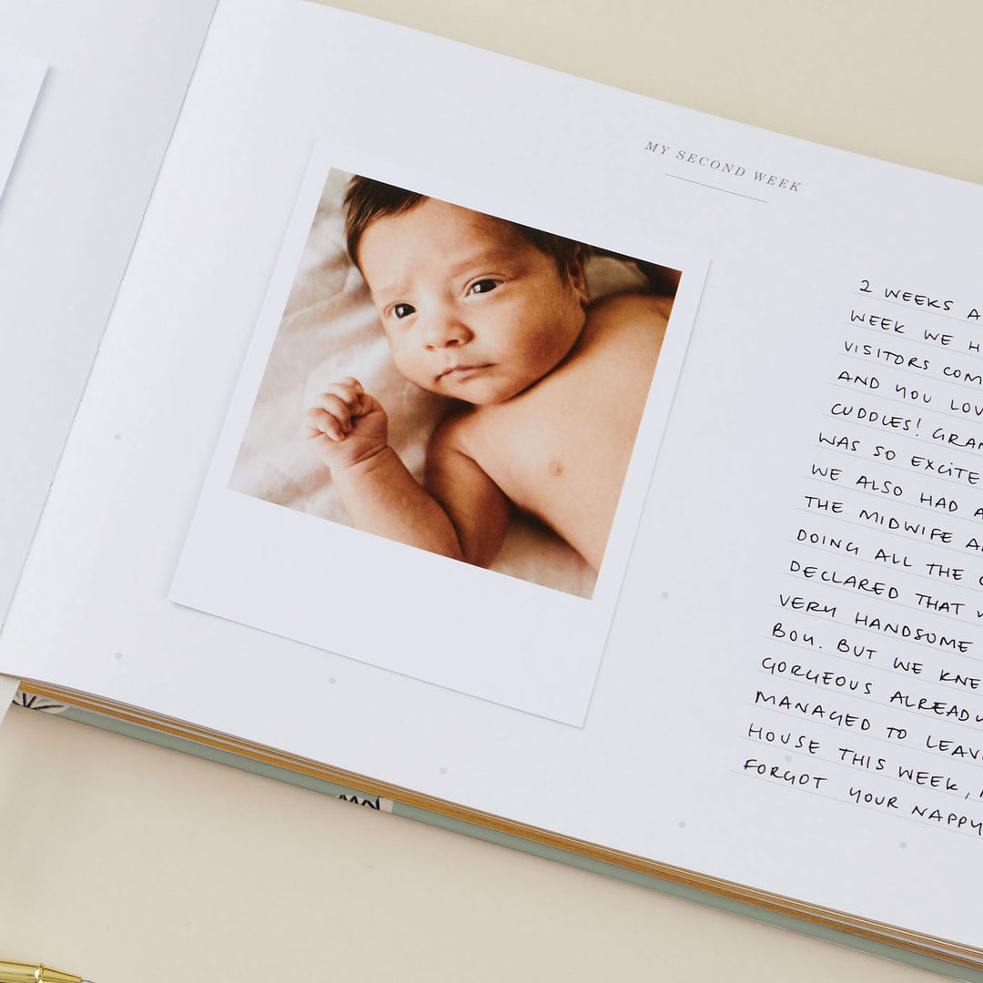 Elegant and timeless gender neutral baby memory book