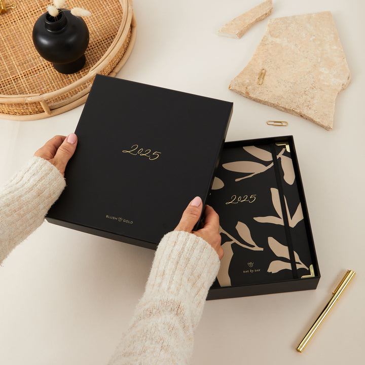 2025 planner, ideal for gifting, featuring a stylish design and presented in a matching gift box, perfect for special occasions or thoughtful presents.