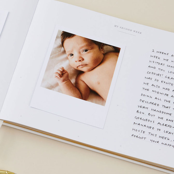 Baby memory book - Blush and Gold Foil with Gilded Edges