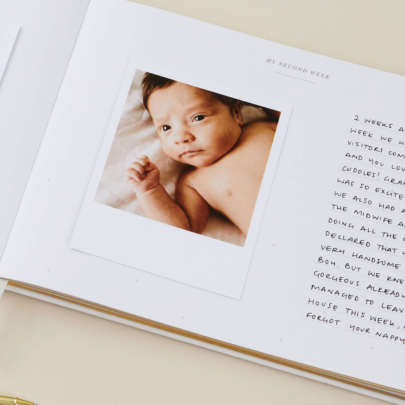 Birth Note Book New born baby memory book and expectant mum gift – Blush and Gold