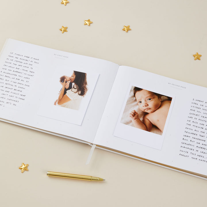 Baby memory book - Grey with Gold Foil and Gilded Edges