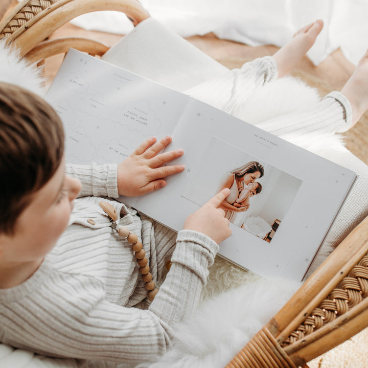 Baby memory book - Grey with Gold Foil and Gilded Edges
