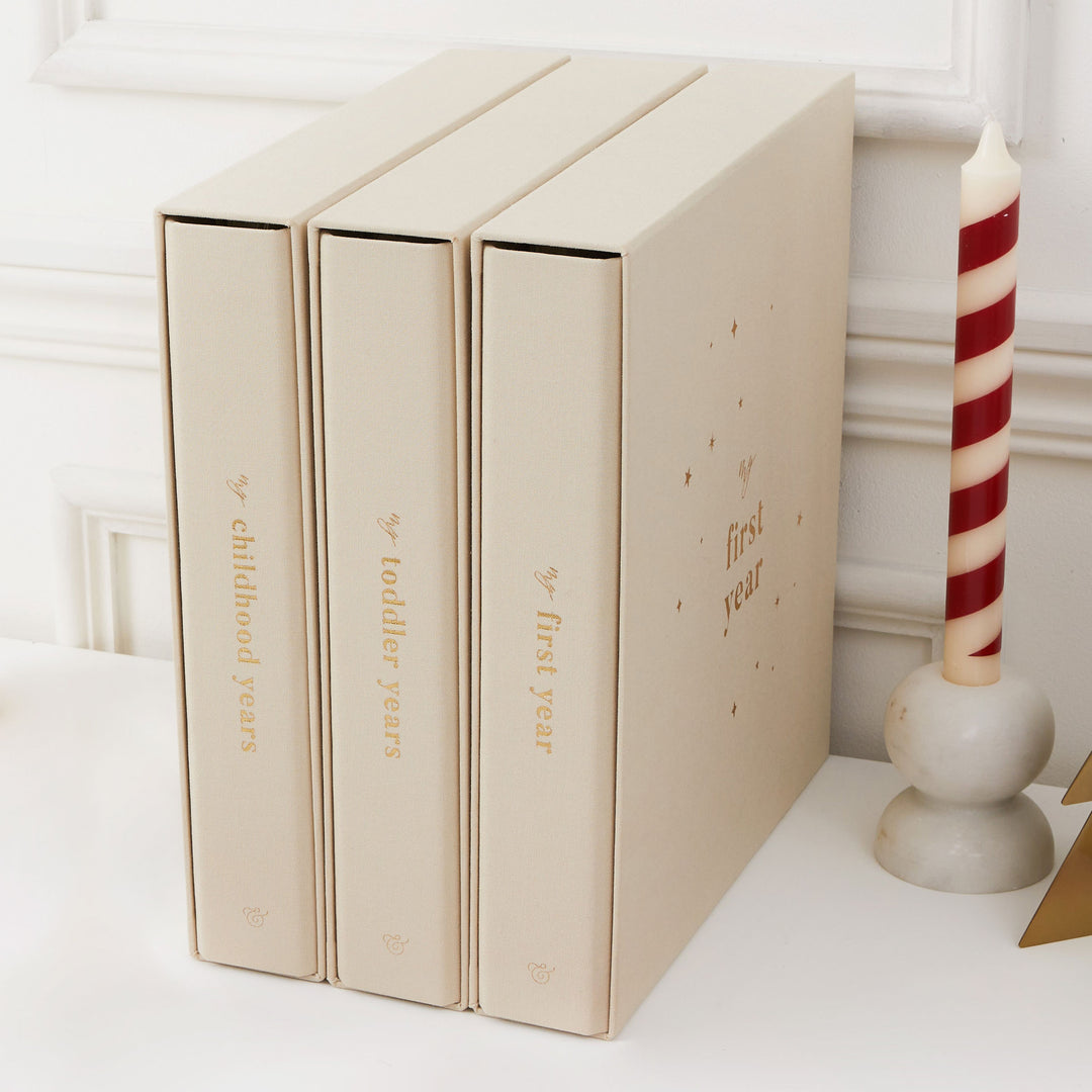 Blank baby photo album specially designed for documenting and cherishing first-year memories, perfect for new parents.