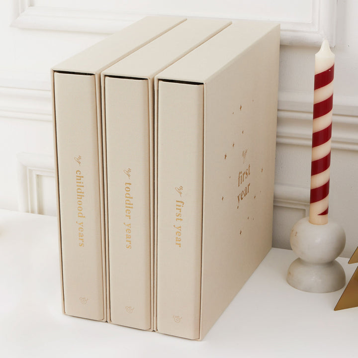 Blank baby photo album specially designed for documenting and cherishing first-year memories, perfect for new parents.