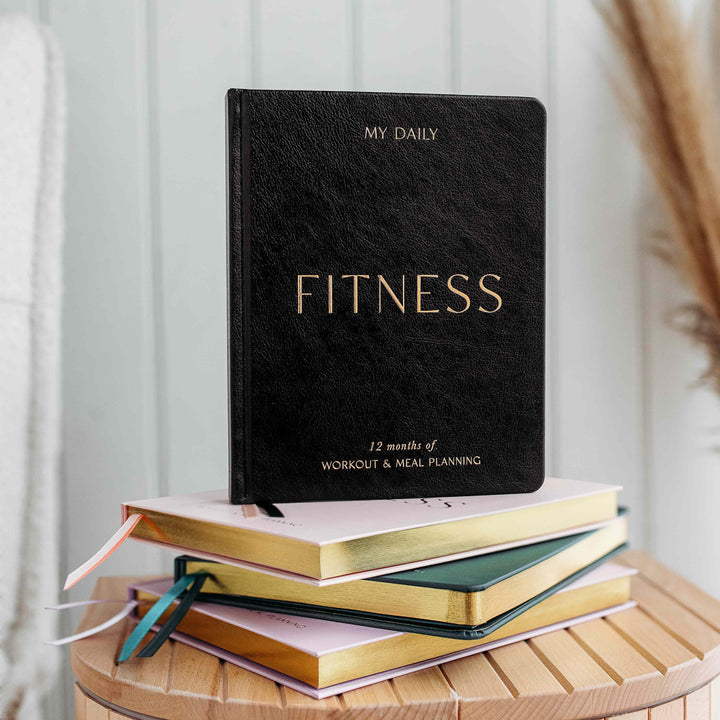 My Daily Fitness Planner -  Workout and Meal Planner (Black Vegan Leather)