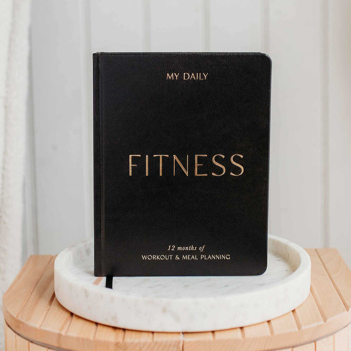 My Daily Fitness Planner -  Workout and Meal Planner (Black Vegan Leather)