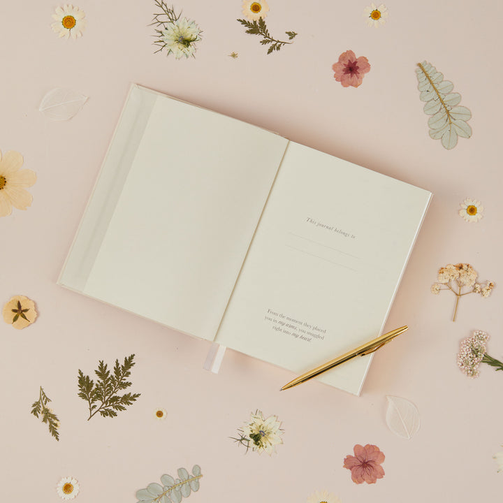 Ivory fabric mum journal keepsake book for documenting everyday moments of motherhood