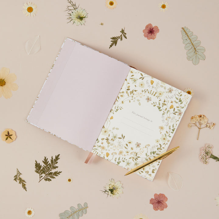 Undated mum journal with wildflower illustrations and room to write the same day across five years