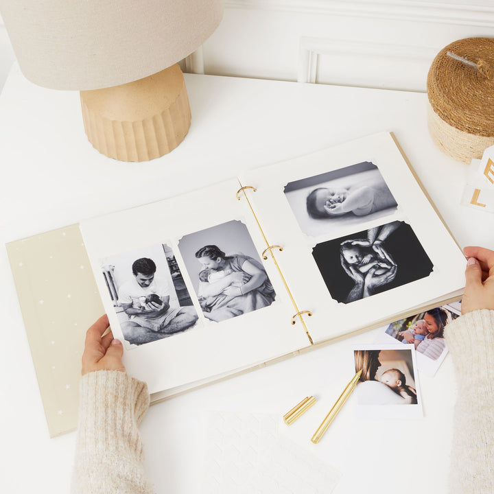 Baby photo album with a stylish design, a thoughtful gift for new parents to preserve their baby's precious memories.