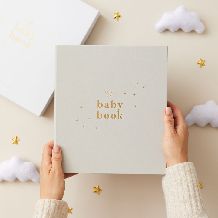 Calm grey-themed baby record book 5 years