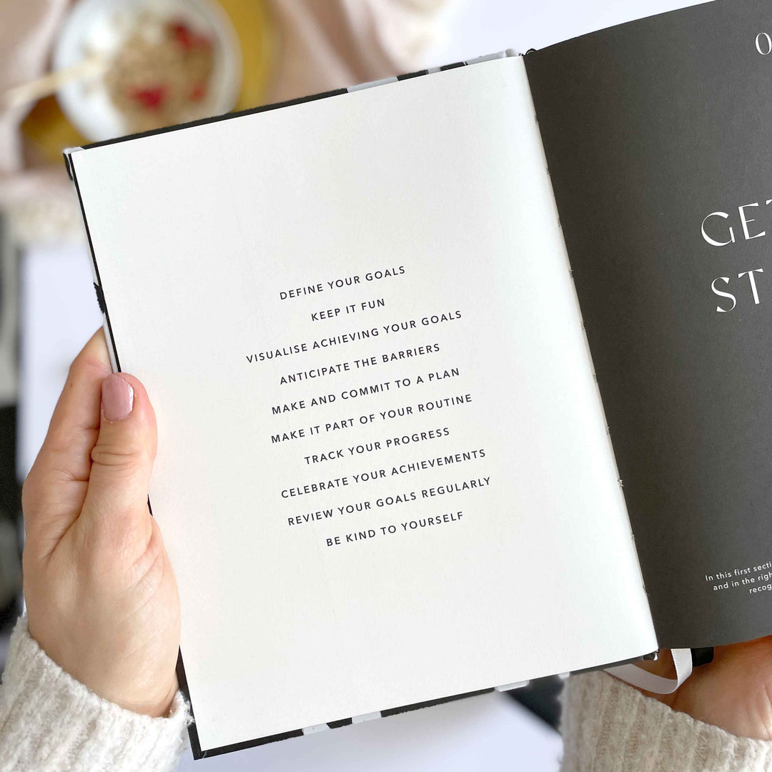 Morning routine with coffee and exercise journal