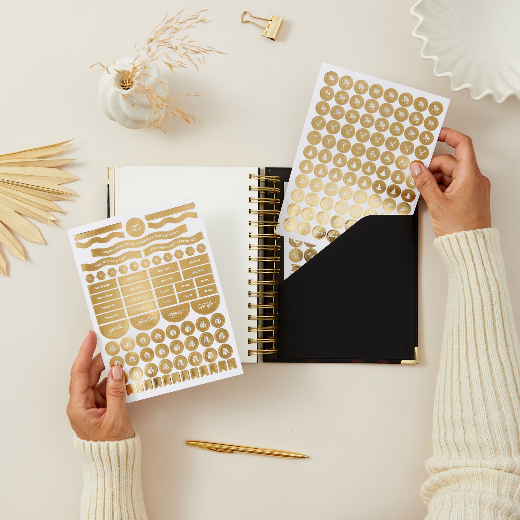 2026 Daily Planner - Daily Planner Tortoise Design β Blush and Gold