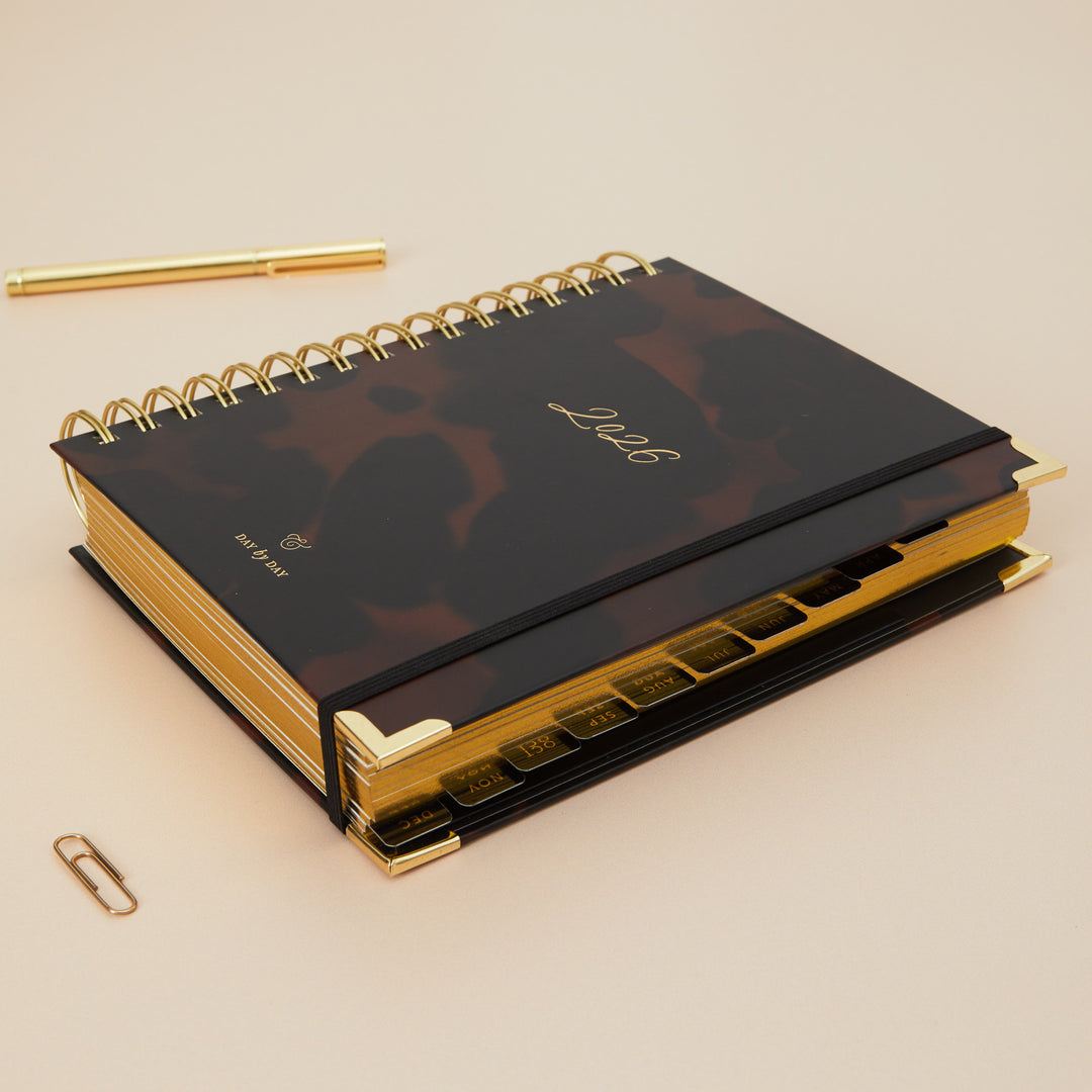 2026 Daily Planner - Daily Planner Tortoise Design β Blush and Gold