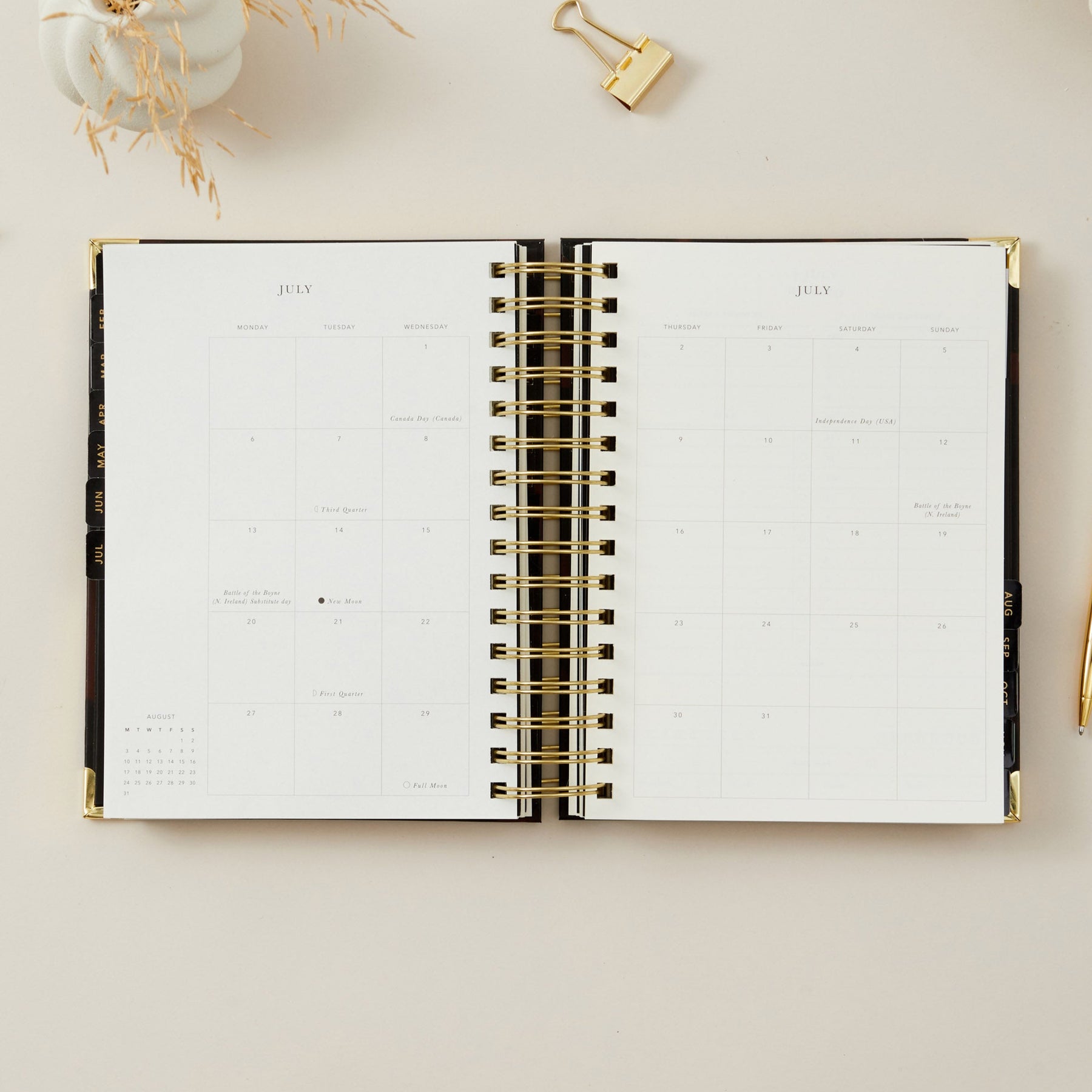 2026 Daily Planner - Daily Planner Tortoise Design β Blush and Gold
