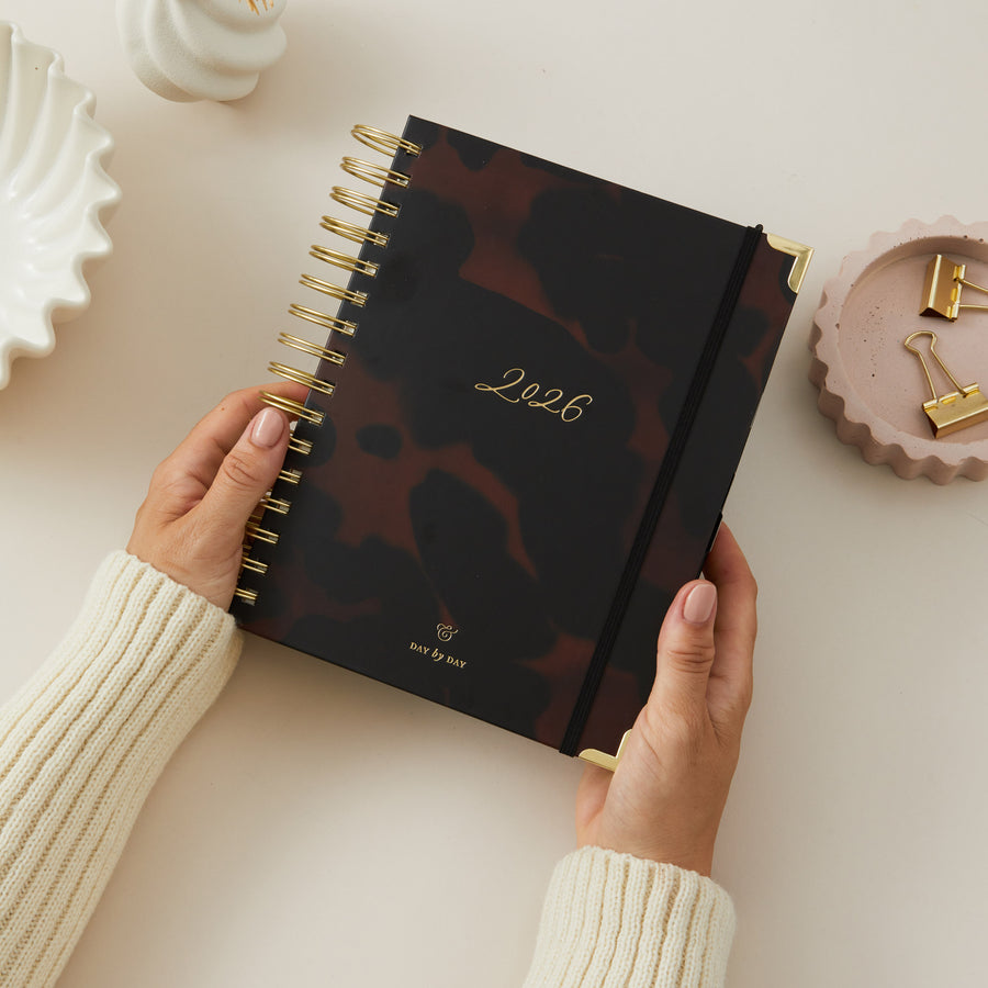 2026 Daily Planner - Daily Planner Tortoise Design β Blush and Gold