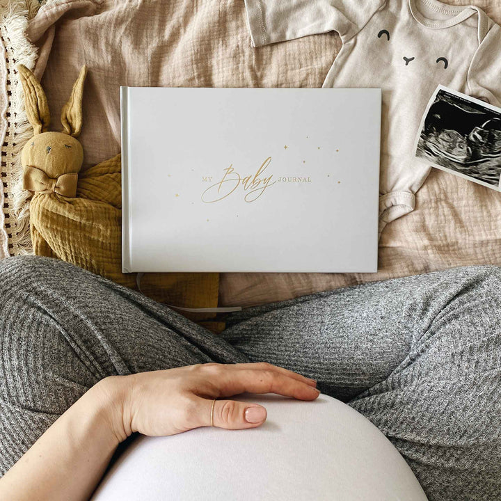 Baby memory book - Grey with Gold Foil and Gilded Edges