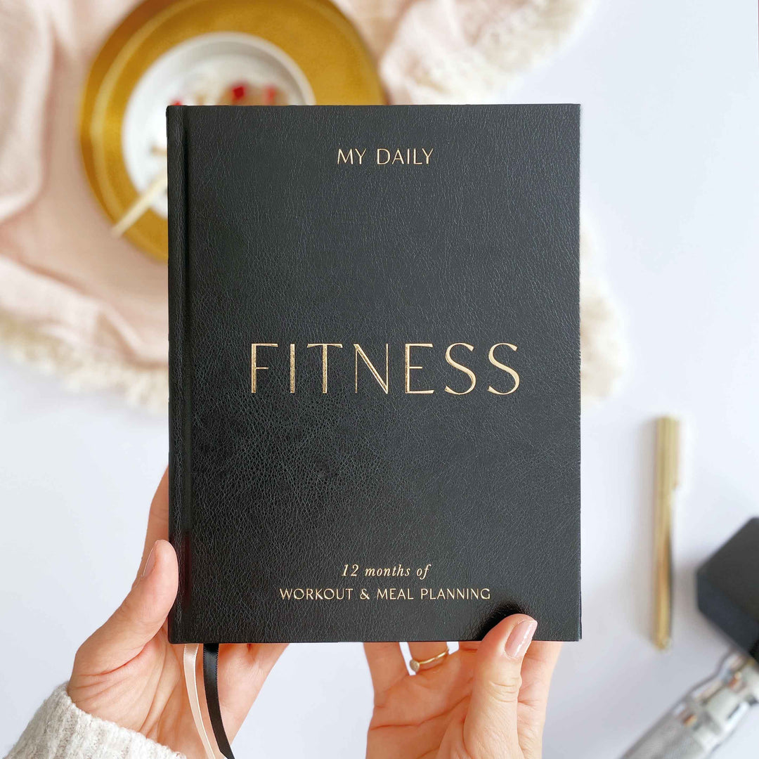 My Daily Fitness Planner -  Workout and Meal Planner (Black Vegan Leather)