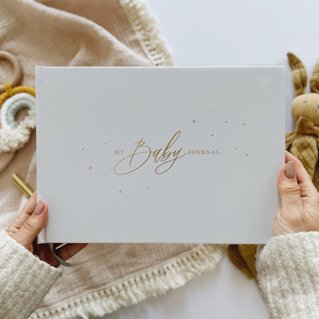 Baby memory book - Grey with Gold Foil and Gilded Edges