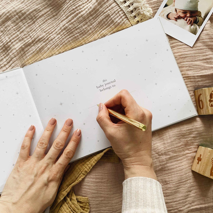 Baby memory book - Grey with Gold Foil and Gilded Edges