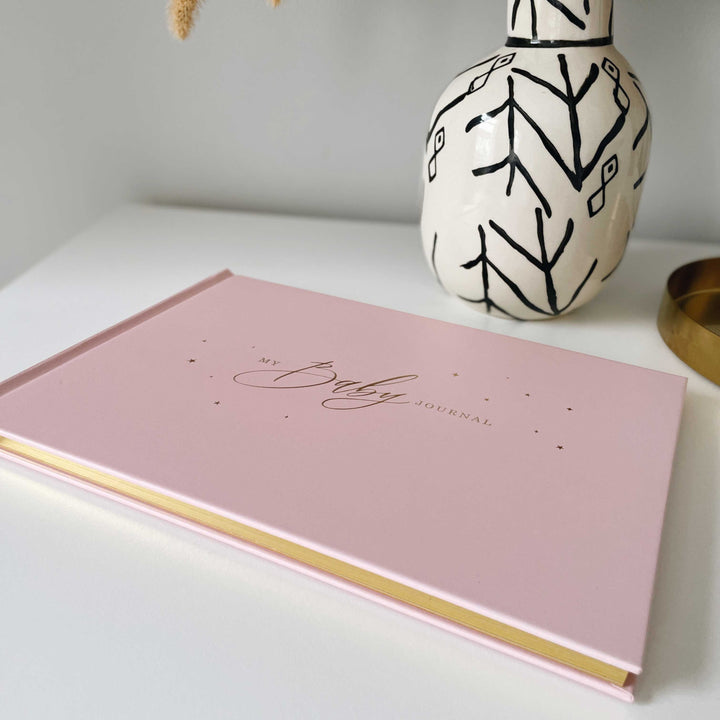 Baby memory book - Blush and Gold Foil with Gilded Edges