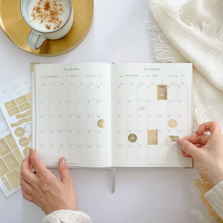 NEW - Luxury Wedding Planner Book - White with Gold Foiling and Gilded Edges