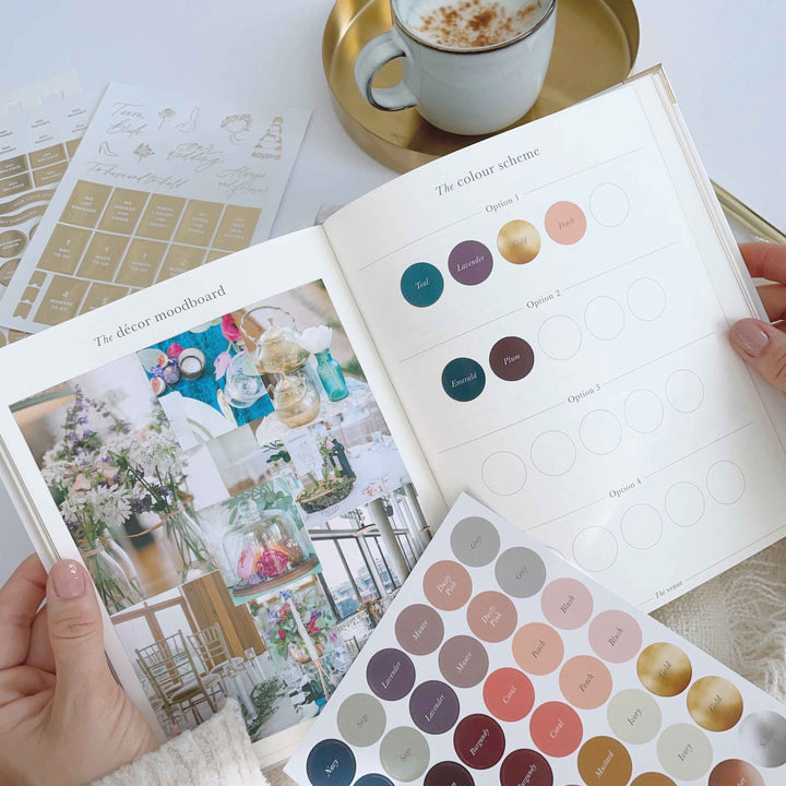 NEW - Ivory Cloth Wedding Planner Book with Gold Foil and Gilded Edges