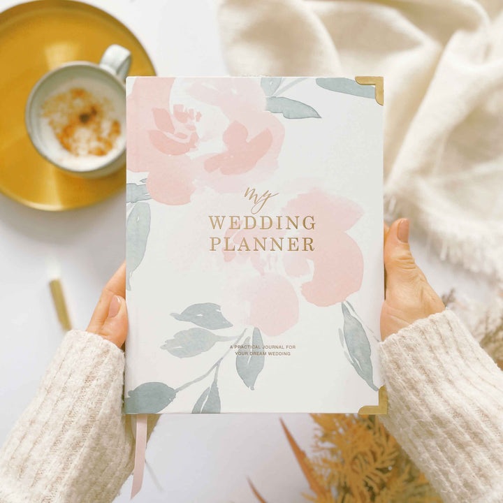 Floral Wedding Planner Book with Gold Foil and Gilded Edges