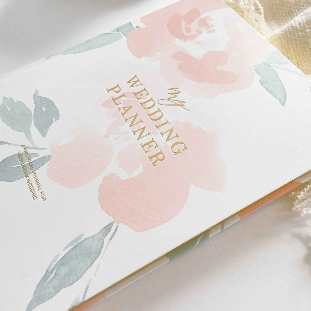 Floral Wedding Planner Book with Gold Foil and Gilded Edges