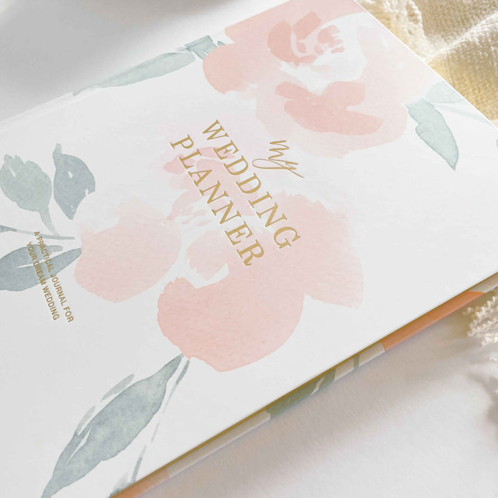 Floral Wedding Planner Book with Gold Foil and Gilded Edges