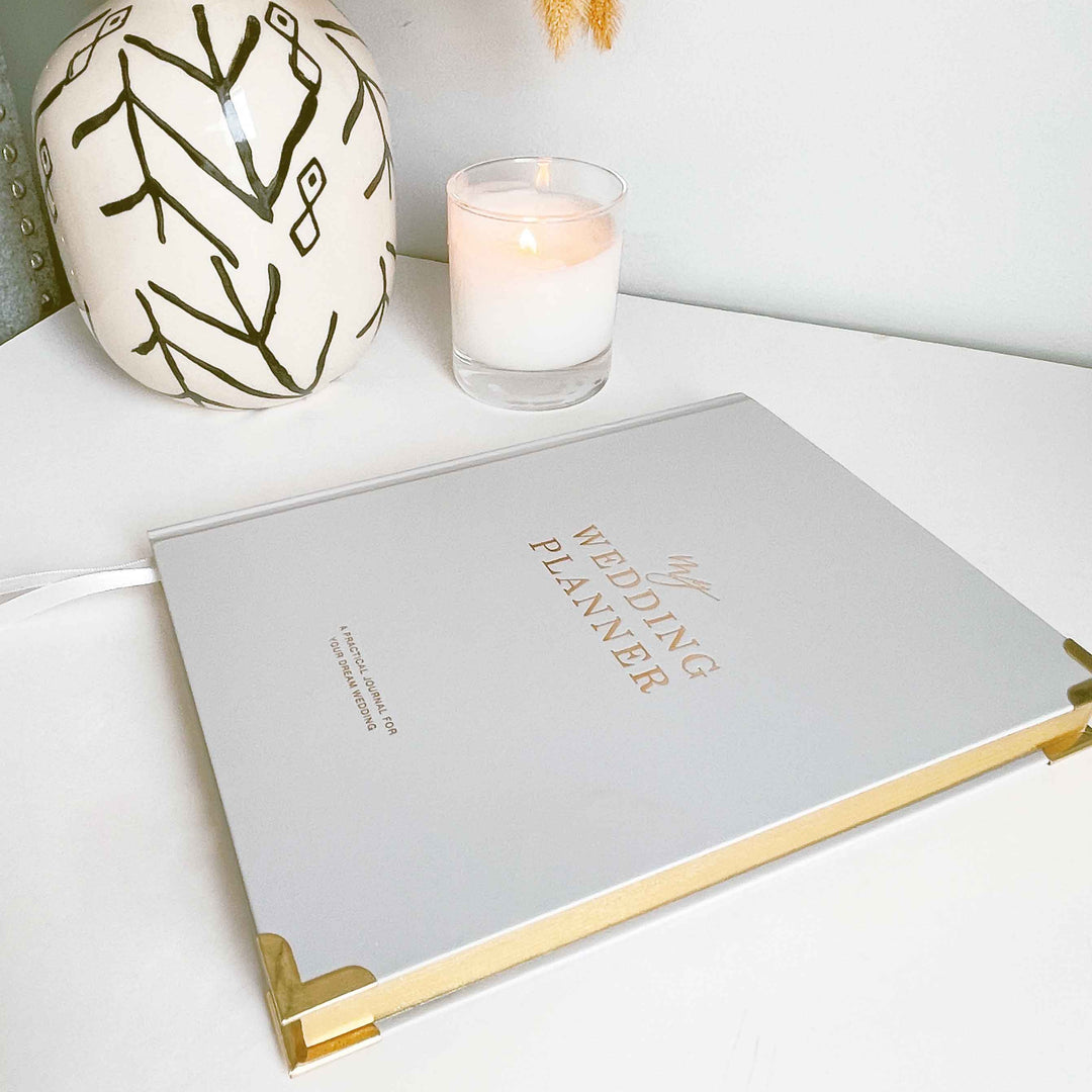 Luxury Wedding Planner Book - Grey and Gold Foil with Gilded Edges