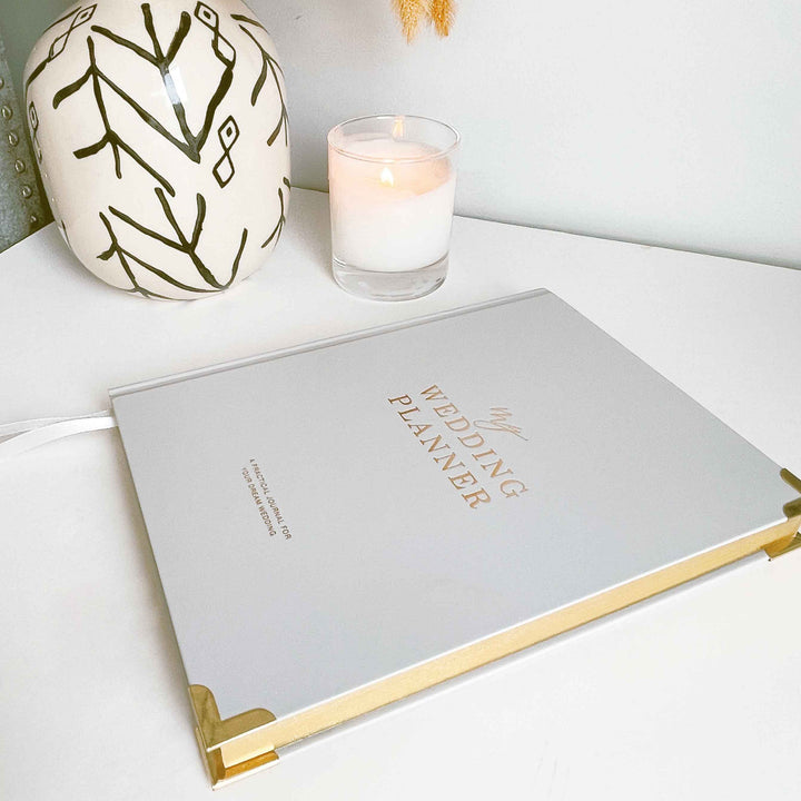 Luxury Wedding Planner Book - Grey and Gold Foil with Gilded Edges