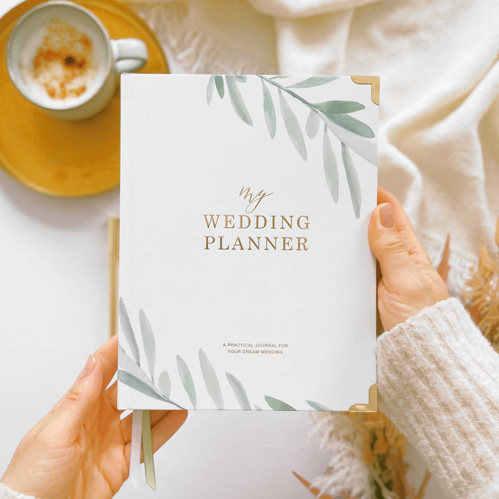 NEW - Olive and Gold Foil Luxury Wedding Planner Book with Gilded Edges