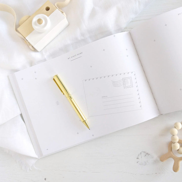 Baby memory book - Olive and Gold Foil with Gilded Edges