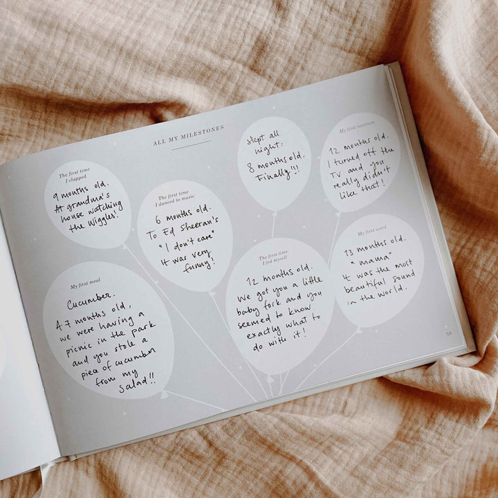 Baby memory book - Grey with Gold Foil and Gilded Edges