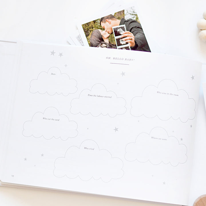 Baby memory book - Olive and Gold Foil with Gilded Edges