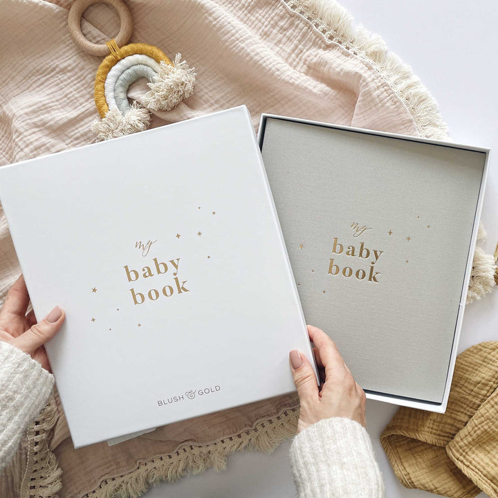 Baby record book 5 years with memory prompts and photo slots
