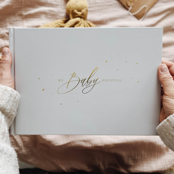 Baby memory book - Grey with Gold Foil and Gilded Edges