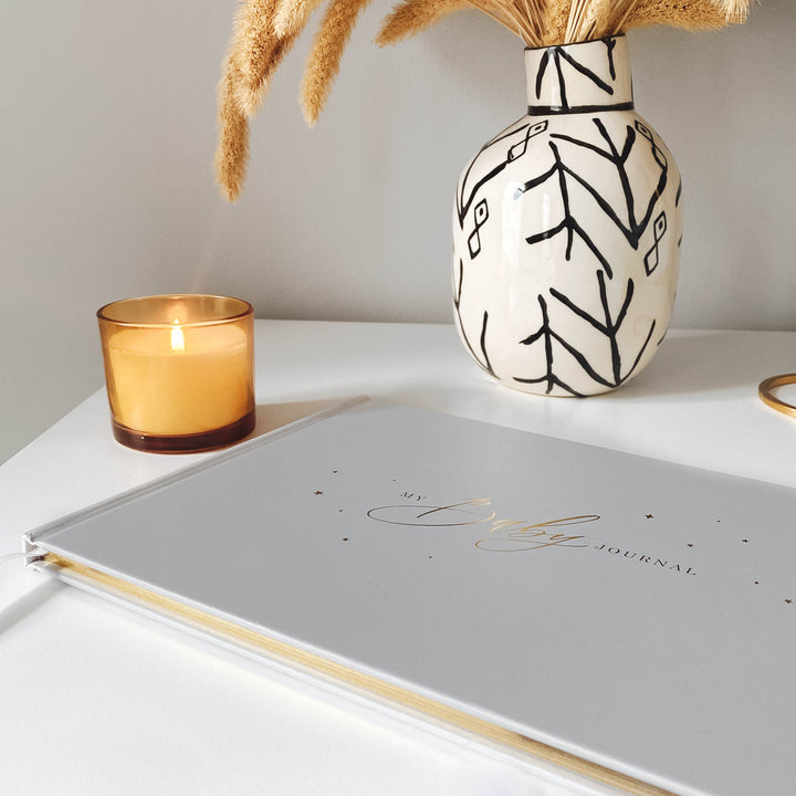 Baby memory book - Grey with Gold Foil and Gilded Edges
