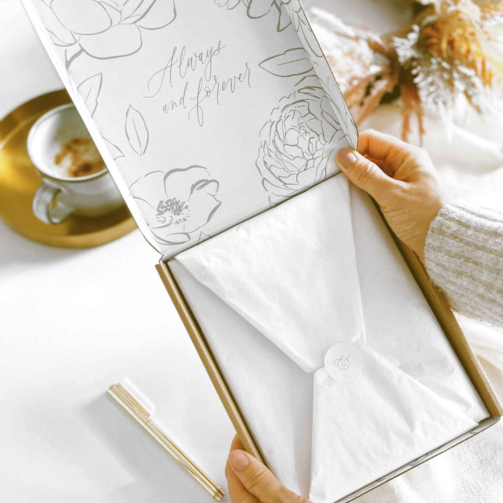 Floral Wedding Planner Book with Gold Foil and Gilded Edges